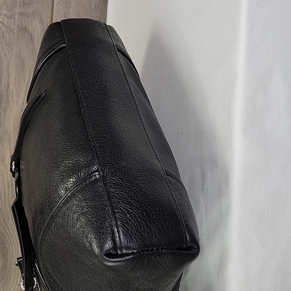 Brighton Morrison Black Leather Crossbody Shoulder Bag Tote Handbag Rare - Picture 7 of 13